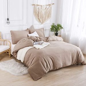 Beige MoonxHome Bedding Duvet Cover Set Ball Queen